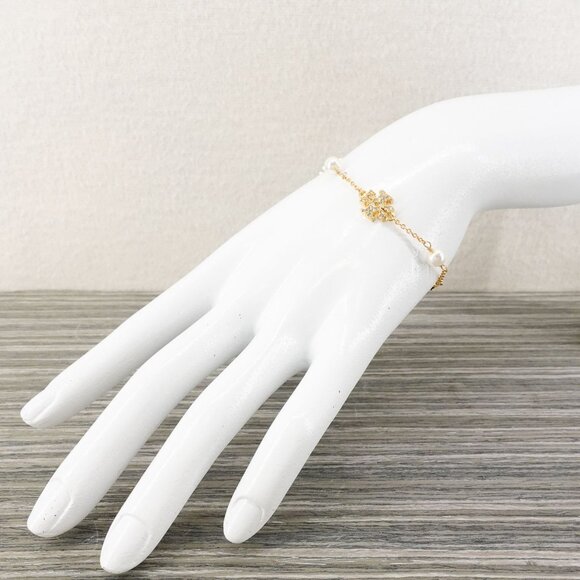 Tory Burch Gemstones and Pearl Bracelet Gold OS - Picture 7 of 16